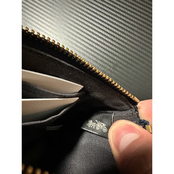 Coach Mini Card Holder Wristlet New w Inserts Navy Blue Leather - Picture 7 of 9